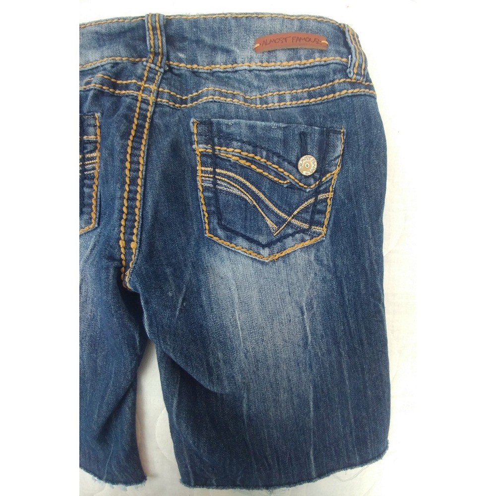 Almost Famous Denim Shorts Size 3 Distressed Blue Almost Famous - Picture 8 of 12
